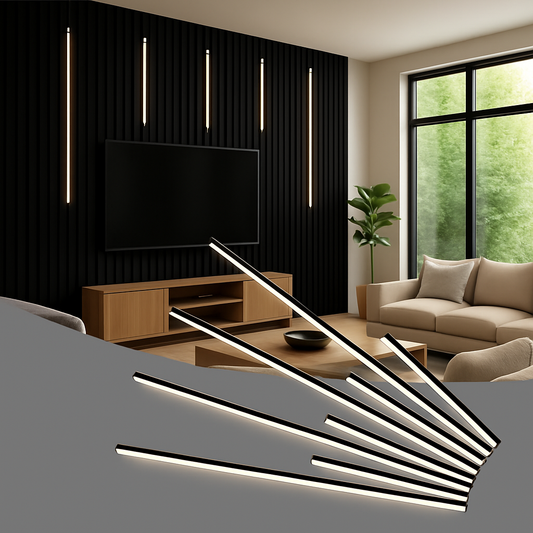 8-Pack Black Wall Panel LED Strip Lights – 3000K Touch-Switch Self-Adhesive Kit