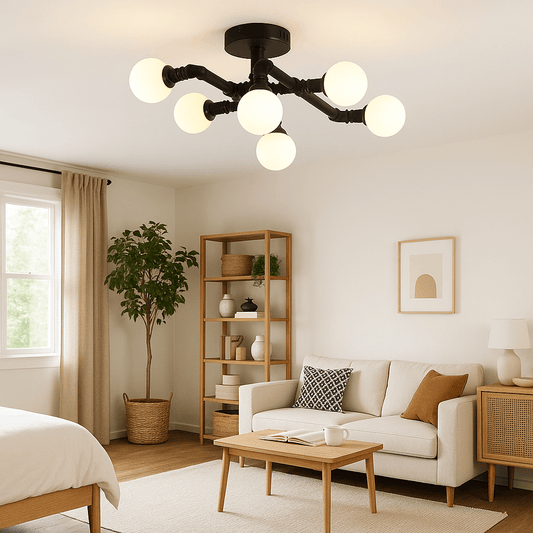 Modern 6-light LED ceiling light with remote control