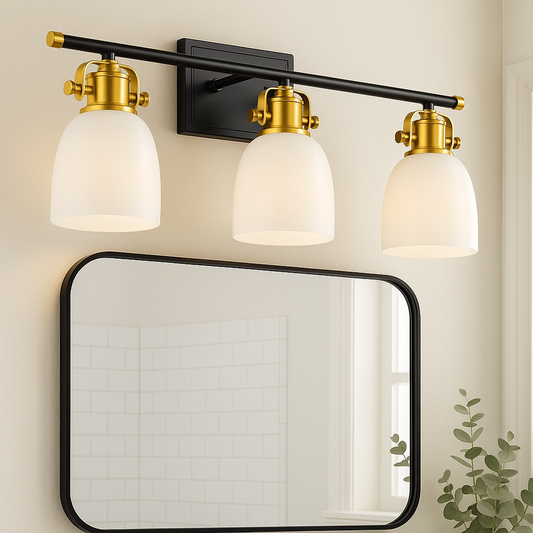 Kaisite 3-Light Bathroom Vanity Light Fixture – Clear Glass Shades, Modern Metal Design
