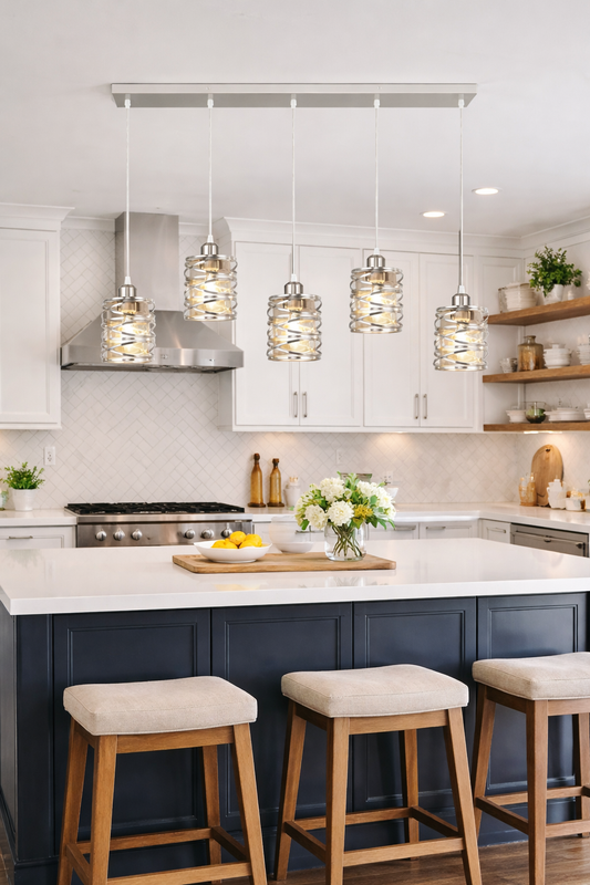 Kitchen Island Linear Chandelier - Kitchen setting