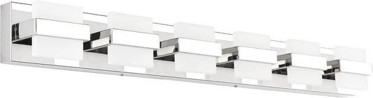 Bathroom vanity light – 41" chrome 6-light LED fixture with modern acrylic design for stylish illumination.