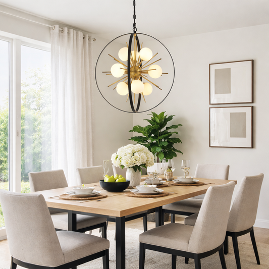 Black and Gold Sputnik Chandelier Dining Room