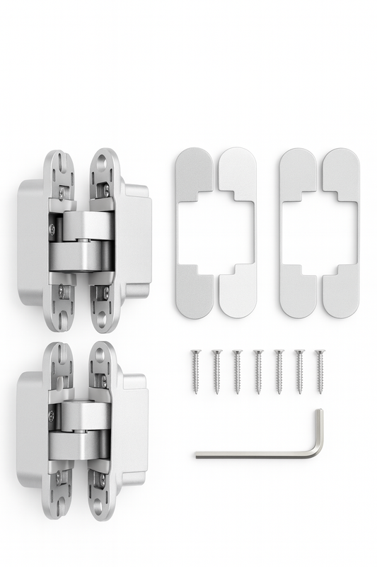 Heavy-duty concealed hidden door hinges 110x24mm zinc alloy