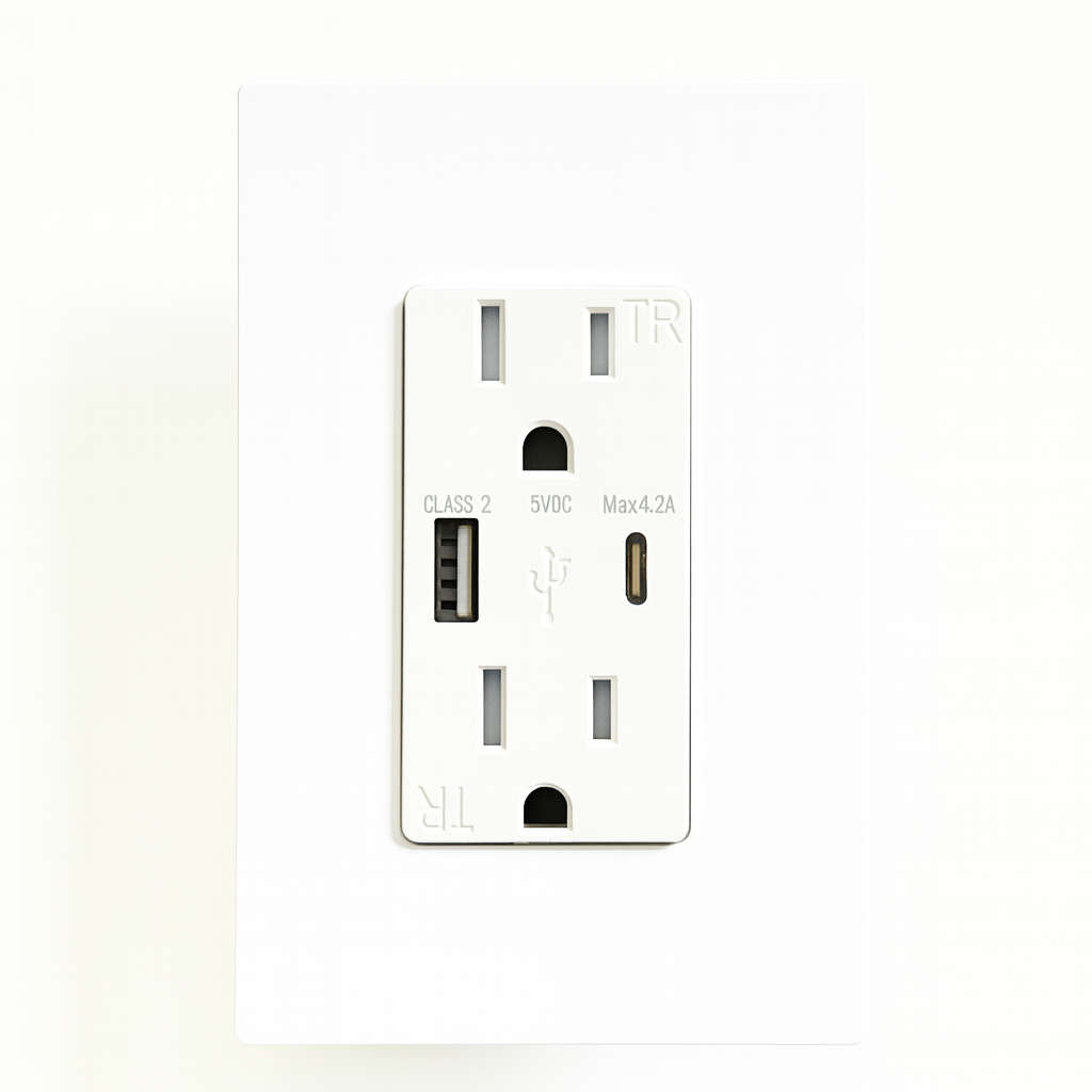 Dual Port USB Wall Charger QC3.0 PD20W Universal Fast Charging 2-Ac Outlet Industrial USB Socket