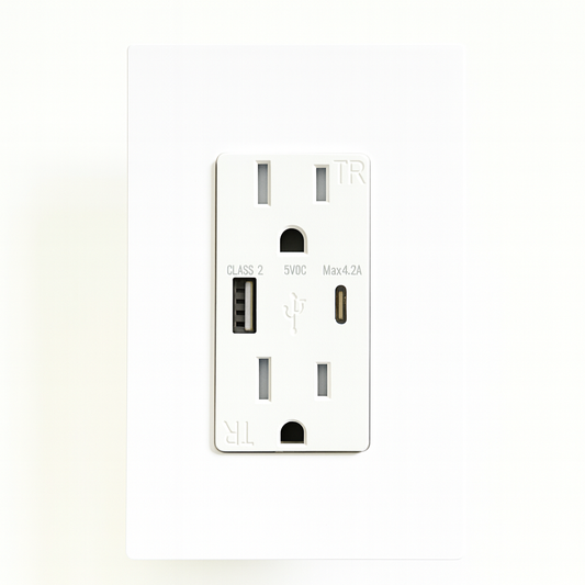 Dual Port USB Wall Charger QC3.0 PD20W Universal Fast Charging 2-Ac Outlet Industrial USB Socket