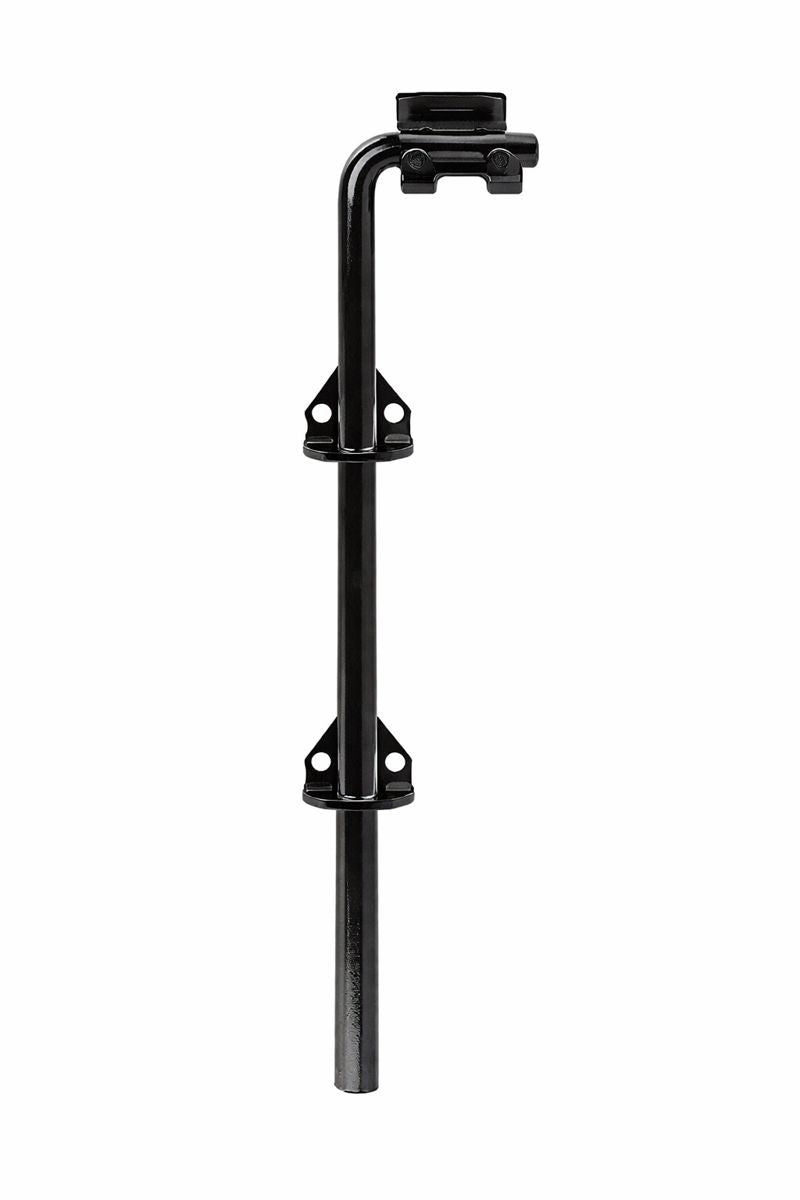 Heavy-duty cane bolt gate latch in black steel for secure doors and wood gates