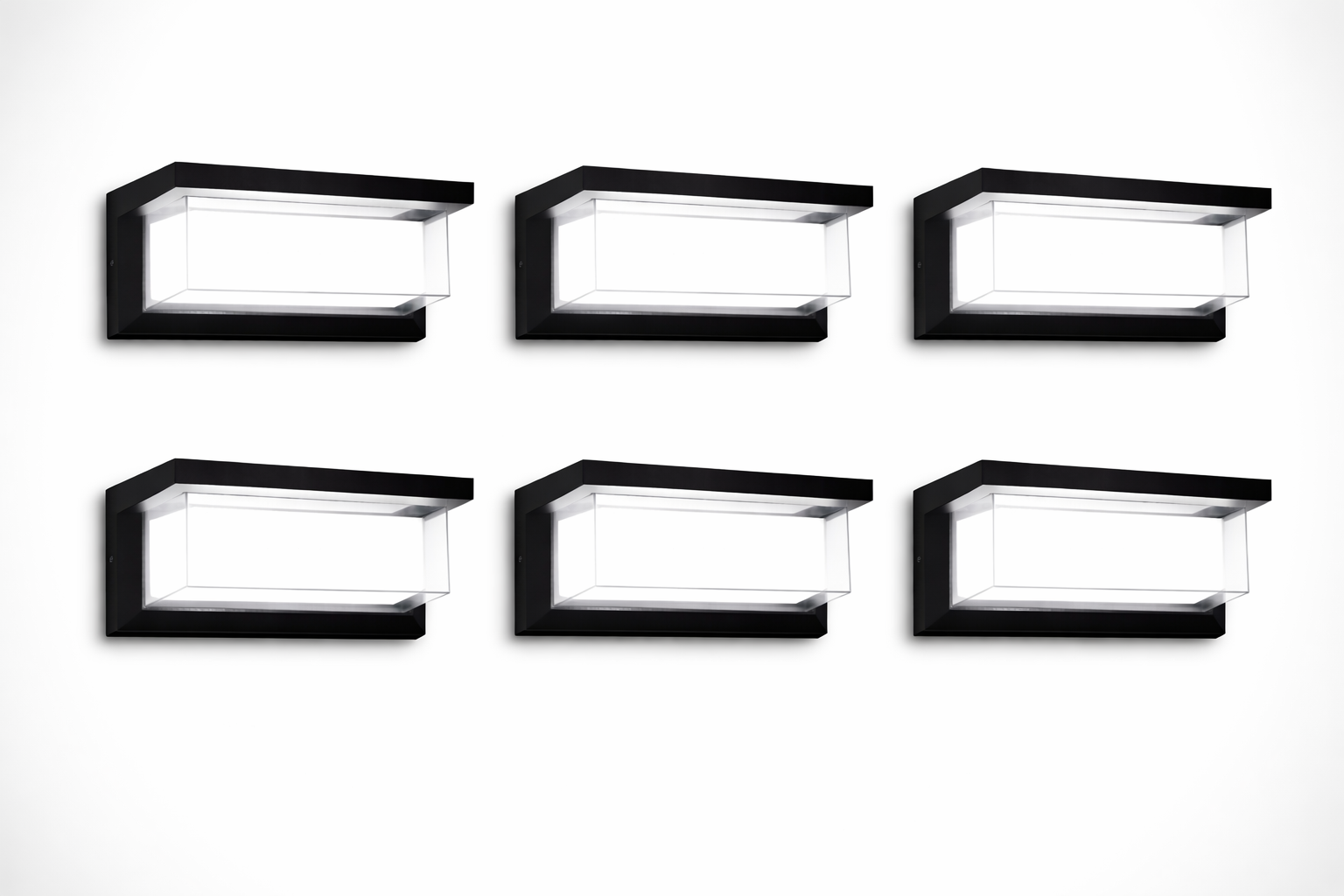 LED Outdoor Wall Lights – Modern 18W 6000K Waterproof Porch Light displayed in a 6-pack set on a white background.