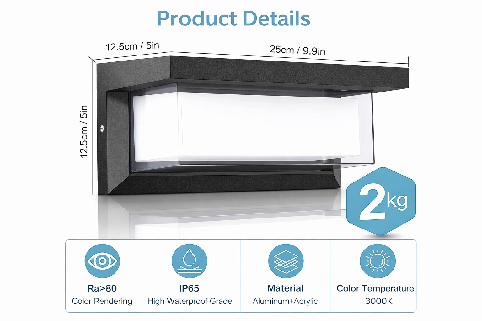 LED Outdoor Wall Lights dimensions