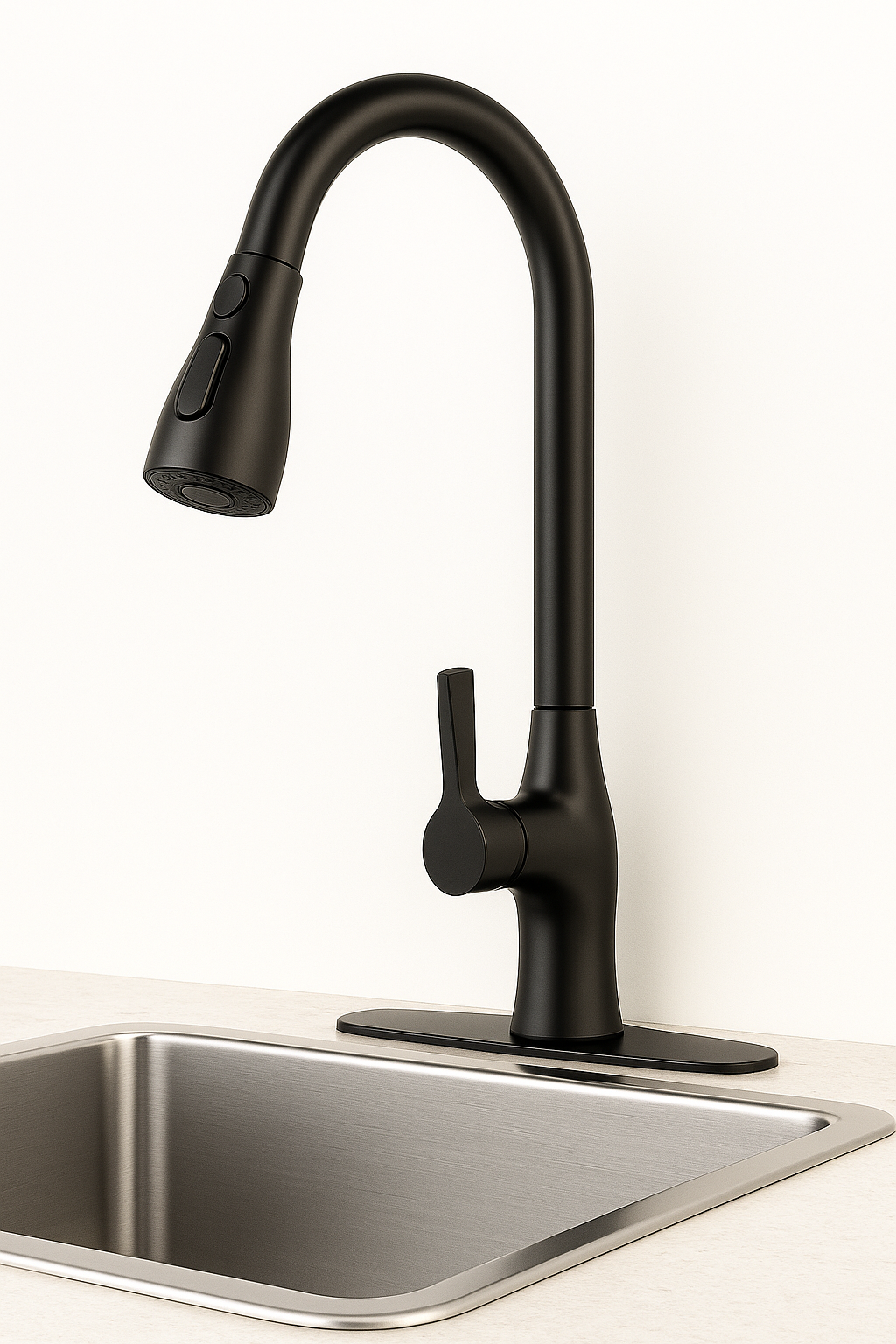 360-degree gunmetal swivel kitchen sink faucet installed