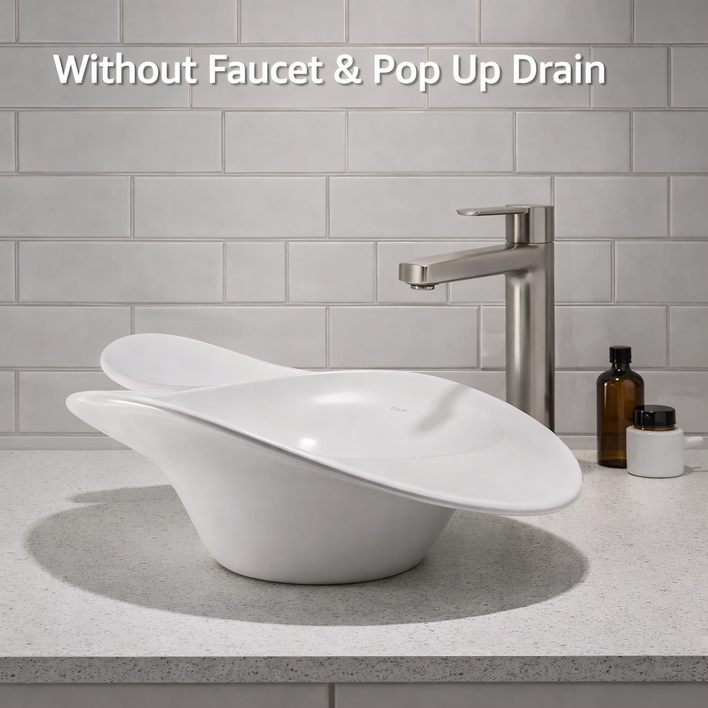Semi Recessed Bathroom Vessel Sink in bathrom setting