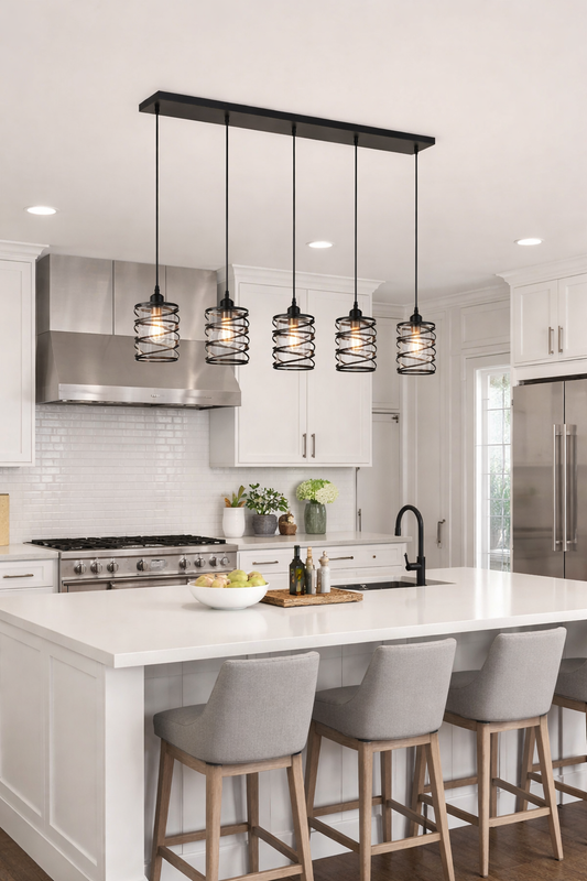 Kitchen Island Linear Chandelier - kitchen setting