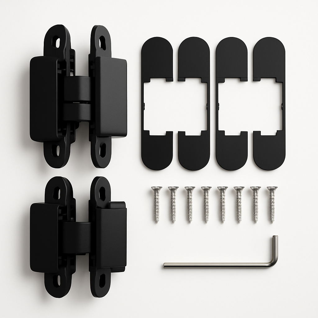 Heavy-duty hidden door hinges 110x24mm zinc alloy