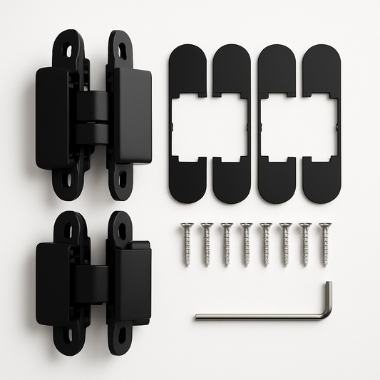 Heavy-duty hidden door hinges 110x24mm zinc alloy