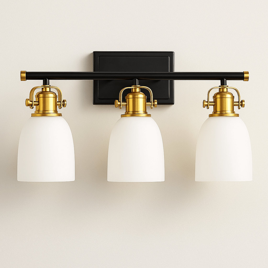 Three-light bathroom vanity light included in our Bathroom Refresh Upgrade Kit