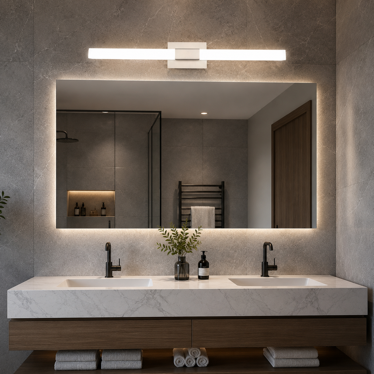 40" Modern LED Bathroom Vanity Light – Brushed Nickel Stainless Steel Wall Fixture, 6000K Cool White