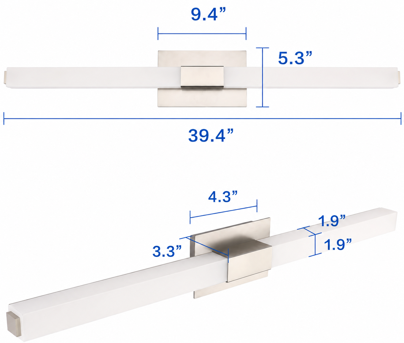 40" Modern LED Bathroom Vanity Light – Brushed Nickel Stainless Steel Wall Fixture, 6000K Cool White