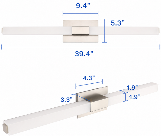 40" Modern LED Bathroom Vanity Light – Brushed Nickel Stainless Steel Wall Fixture, 6000K Cool White