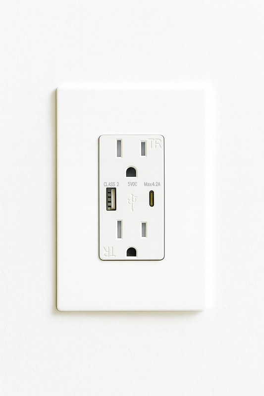 Dual Port USB Wall Charger QC3.0 PD20W Universal Fast Charging 2-Ac Outlet Industrial USB Socket