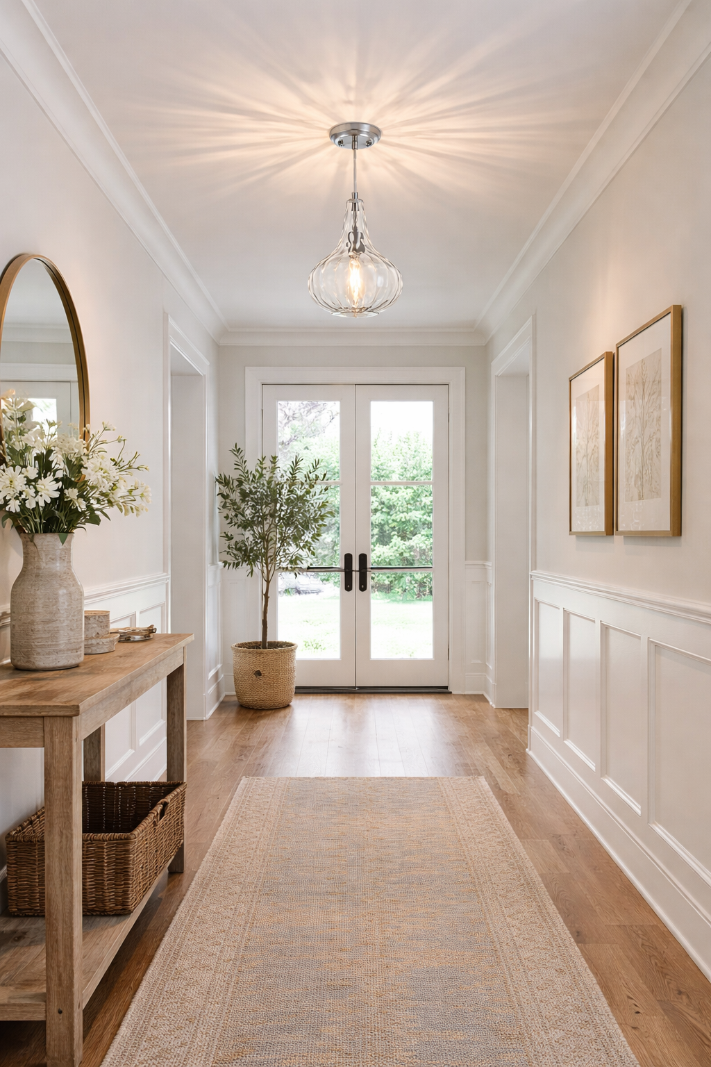 Clear Glass Pendant Light - Entryway Setting