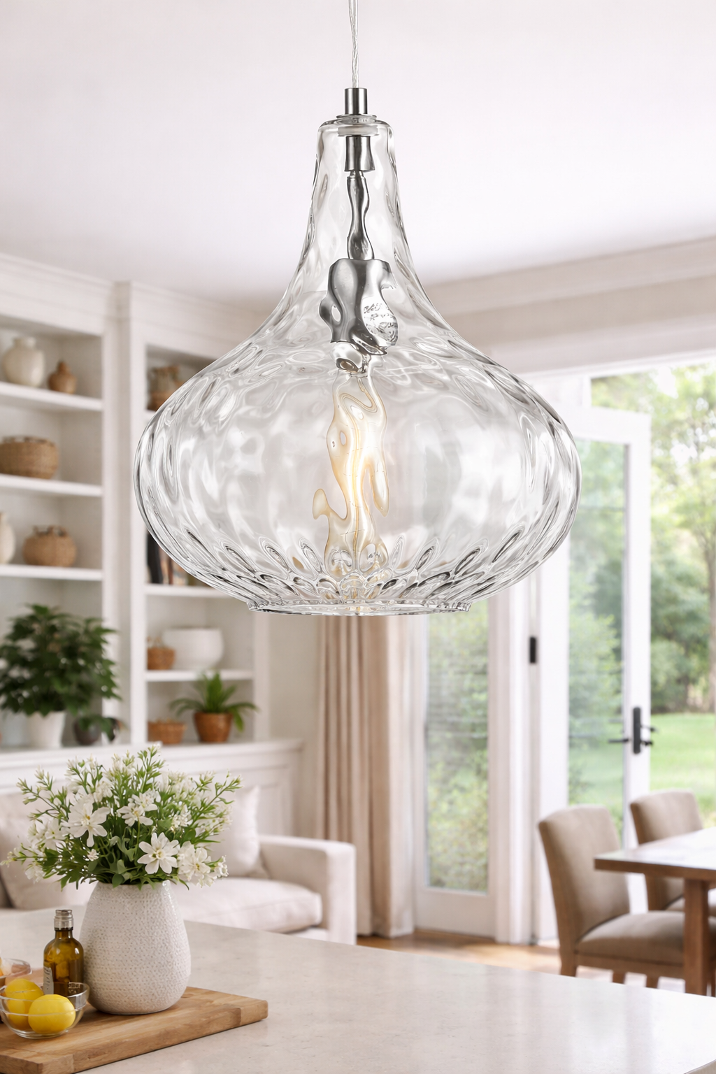 Clear Glass Pendant Light - Zoomed in