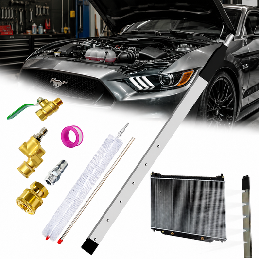40" Professional Radiator Cleaning Wand Kit with 6 Spray Nozzles, Scrub Brush & Dual Air/Water Adapters