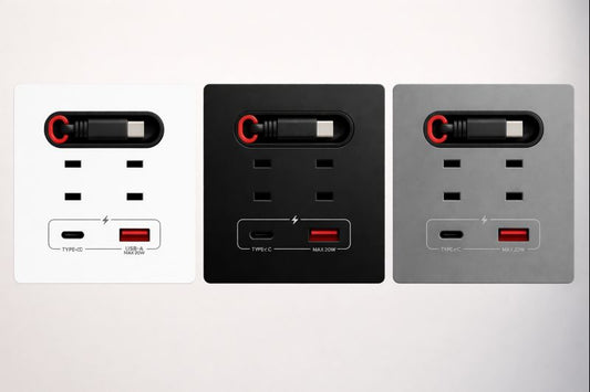 Modern USB-C Wall Outlet with Retractable Charging Cable – 20W Fast Charging