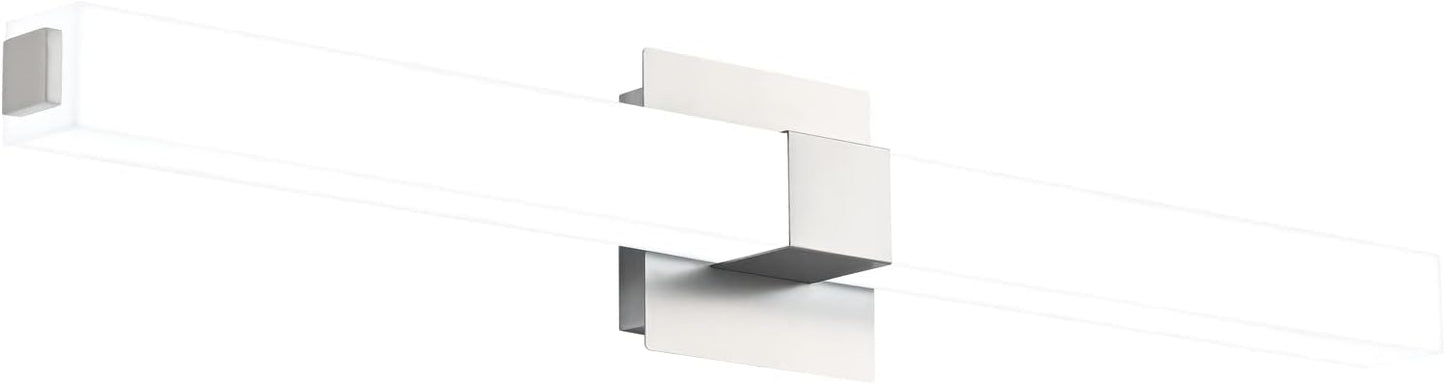 32" Modern LED Bathroom Vanity Light – Brushed Nickel Stainless Steel Wall Fixture, 6000K Bright White