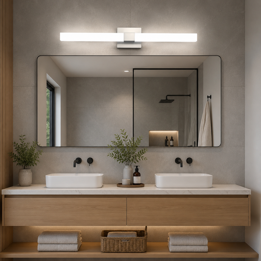 32" Modern LED Bathroom Vanity Light – Brushed Nickel Stainless Steel Wall Fixture, 6000K Bright White