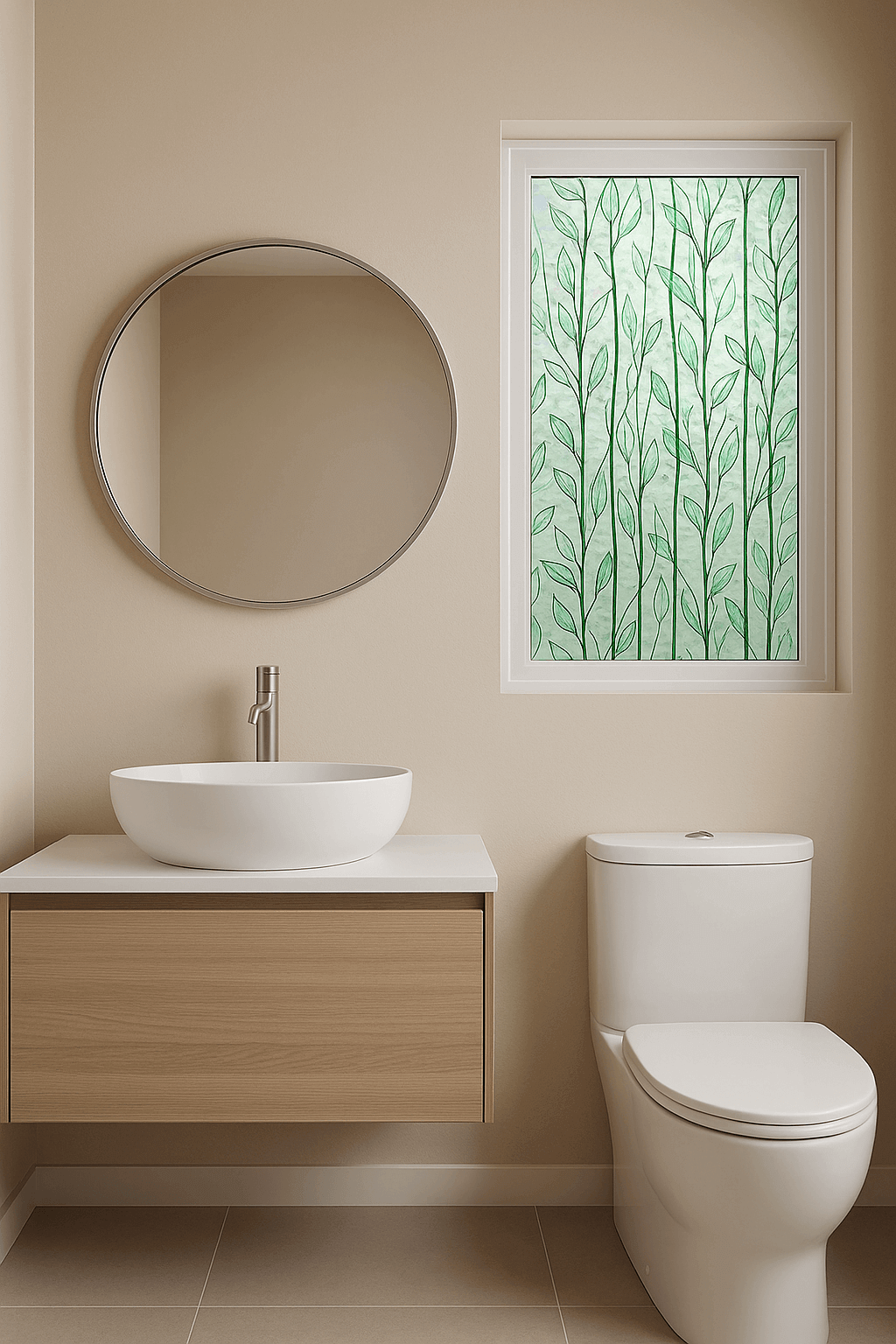 Frosted privacy film included in our Bathroom Refresh Upgrade Kit