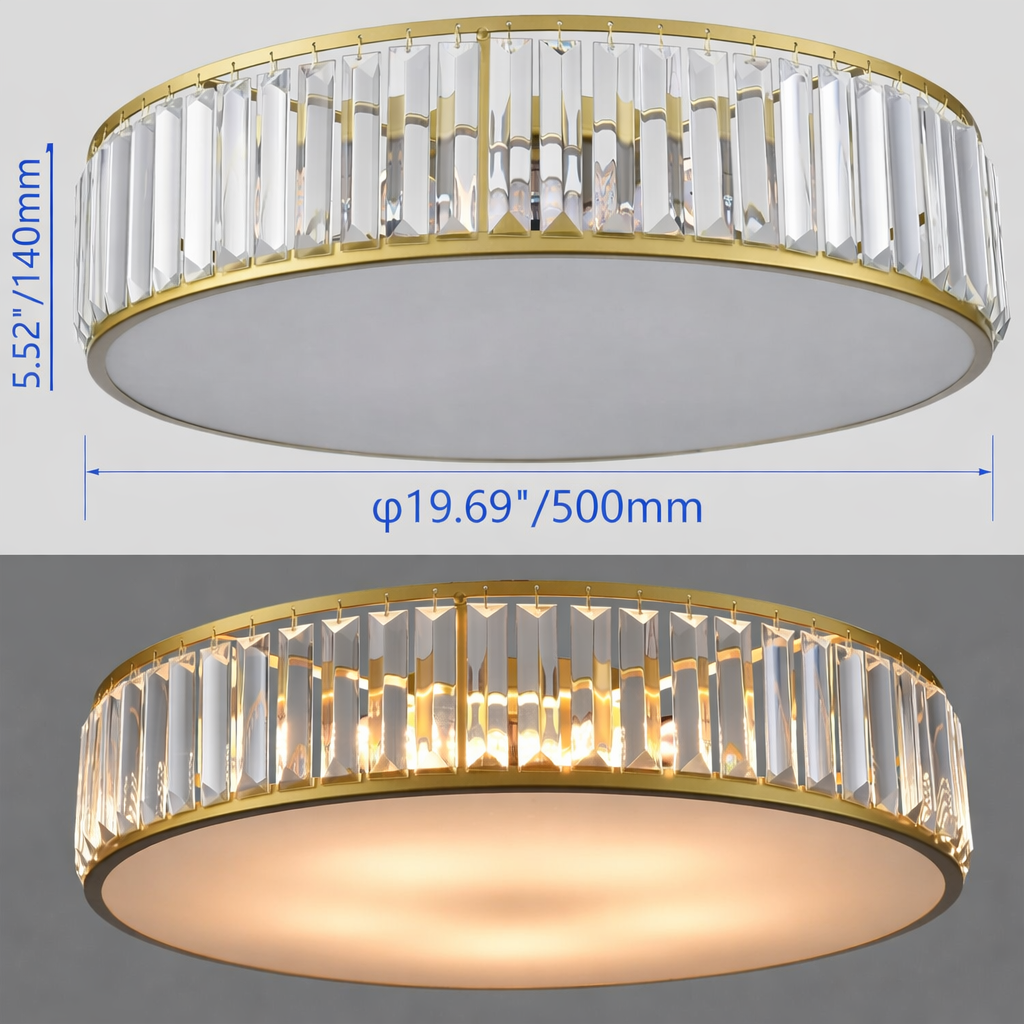 Gold Crystal Flush Mount Ceiling Light - Lights
