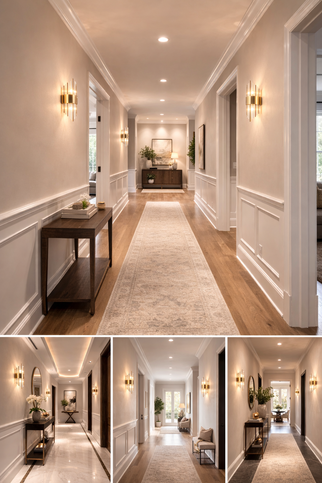 Modern Gold Crystal Wall Sconces – Set of 2 Brass Glass Vanity Lights – 2-Light E12 Hardwired Wall Fixtures