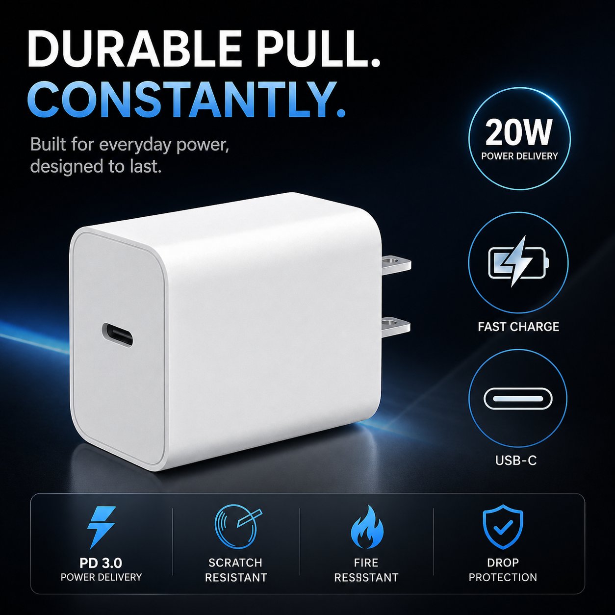 20W USB-C Fast Charging Bundle - Adapter + Cable Kit