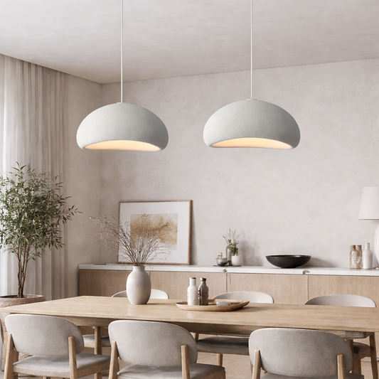 40cm Wabi Sabi Pendant Light – Matte White Japanese Bird Nest Hanging Lamp (E26 Included)